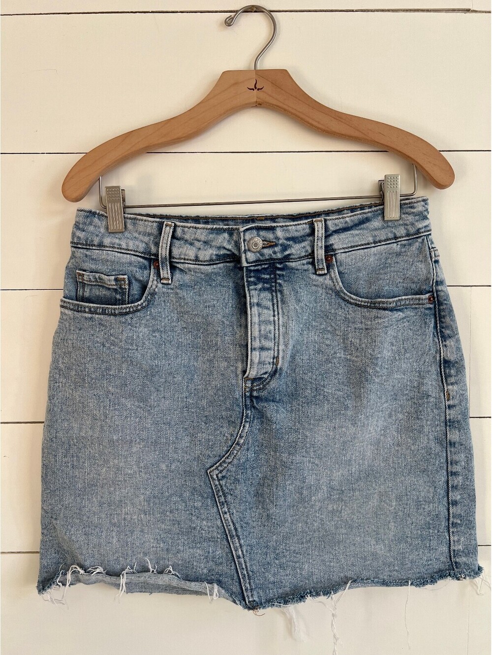 Old Navy High-Rise Light Wash Denim Skirt Women's 8 Boho Streetwear Fall Classic
